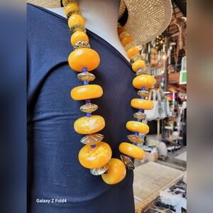 Orange, Goldtone and Blue Multi Use Piece-Home Decor or Necklace